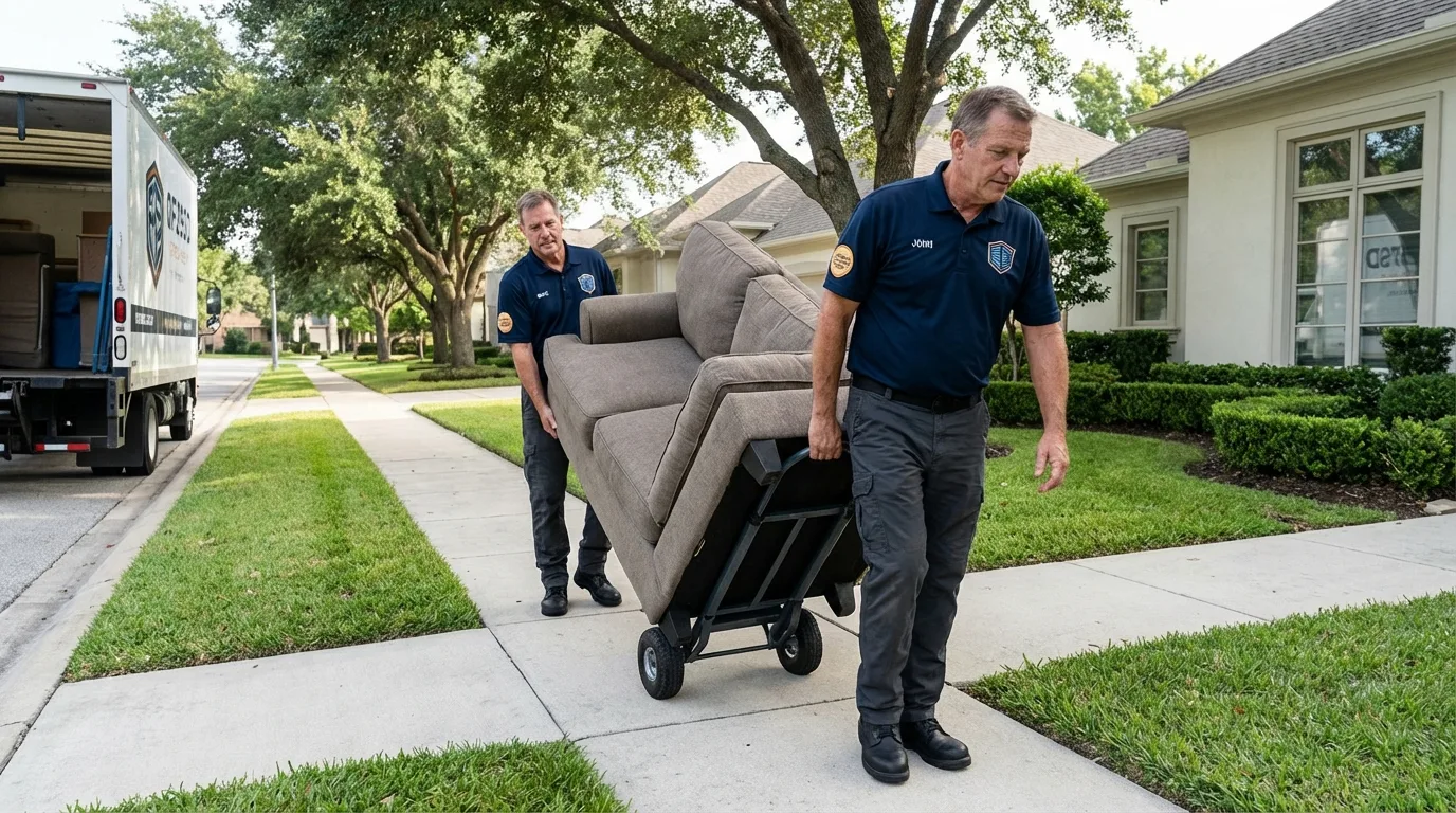 Local residential moving crew loading furniture in Fort Dodge, IA
