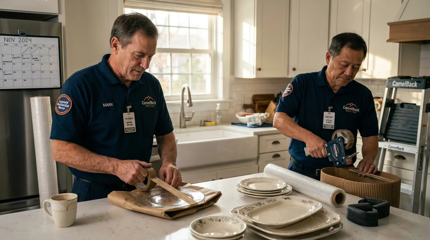 Professional crew packing kitchen dishware in Fort Dodge, IA
